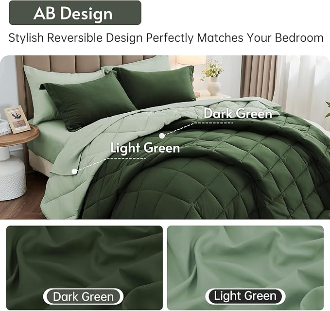 MUXHOMO 7 Pieces California King Comforter Set, Reversible Bed in a Bag Cal - Image 3
