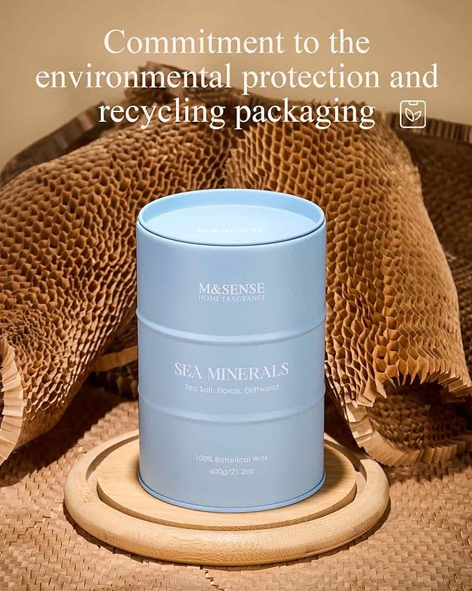 M&SENSE Sea Minerals Scented Candles Ocean Large, Natural Soy Candles 21.2oz - Image 6