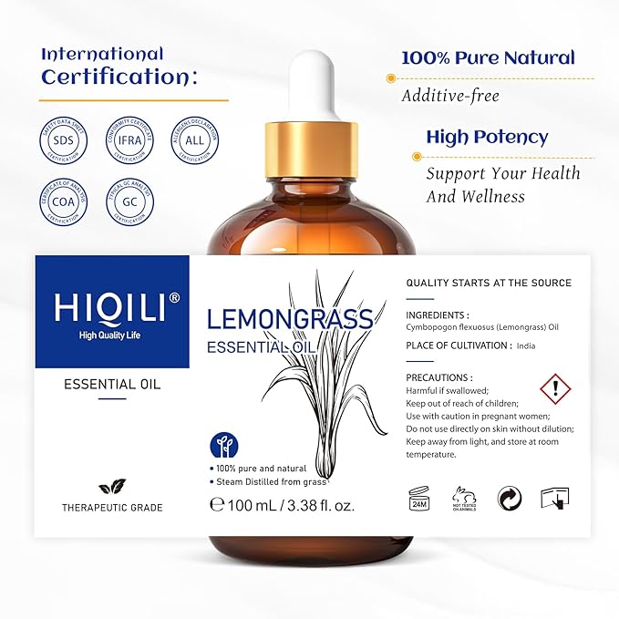 HIQILI Lemongrass Essential Oil, 100% Pure Natural Undiluted Premium Oils - Image 7