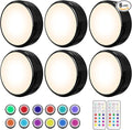 HELPLEX LED Puck Lights with Remote, 6 Pack Color Changing RGBW, Battery Powered by HELPLEX