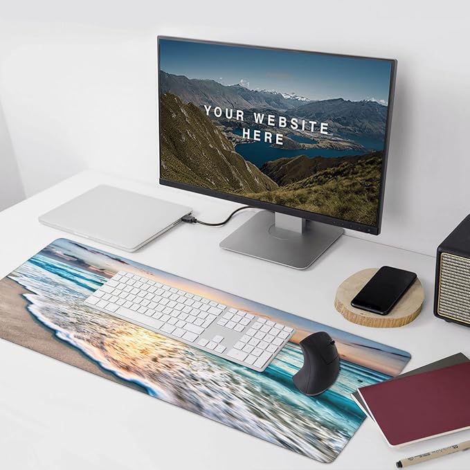 CANFLASHION Gaming Mouse Pad,Large Mouse Pads for Desk,Non-Slip Rubber Base Extended Mousepad,XXL Keyboard Mouse Mat,Stitched Edges Computer Keyboard Desk Pad,35.4x15.8inch,Beautiful Sunrise Beach