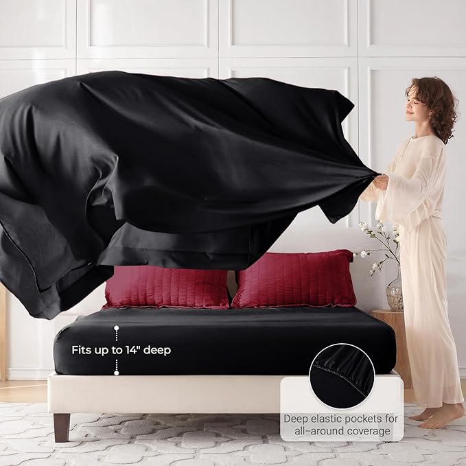 MUXHOMO 7 Pieces California King Comforter Set, Seersucker Bed in a Bag Cal - Image 3