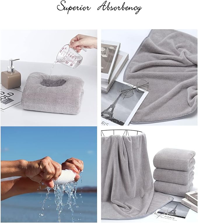 Lumimi Towels 3 Piece Very Soft Microfiber Bath Towel Set Super Absorbent Light - Image 6