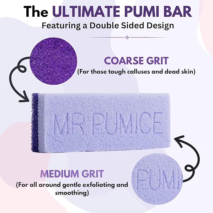 Mr. Pumice Ultimate PUMI Bar 2-in-1 Dual Grit Callus Remover, Pedicure Stone & - Image 2