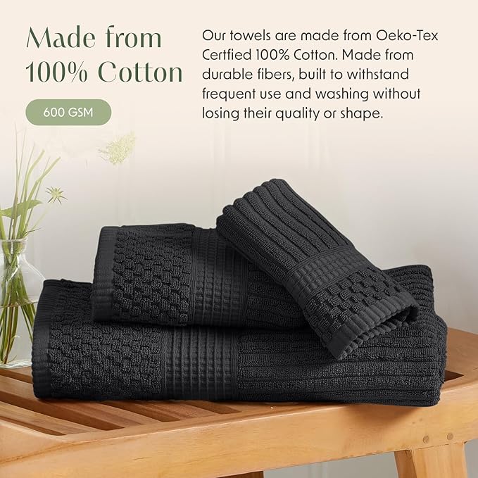 Springtree Home 100% Cotton Bath Towel Set | 6 Piece Set | Absorbent & - Image 3