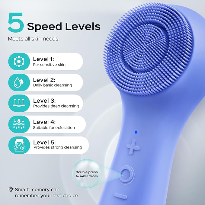 COSLUS FBS03 Face Scrubber Facial Cleansing Brush: 2 in 1 Spin and Vibration - Image 7