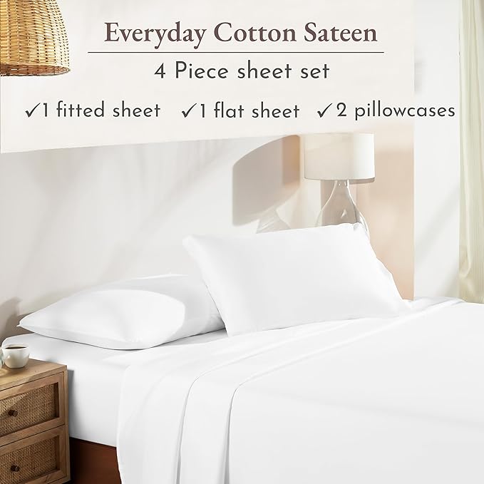 California Design Den Natural 100% Cotton Sheets Full Size Bed Set - Image 4