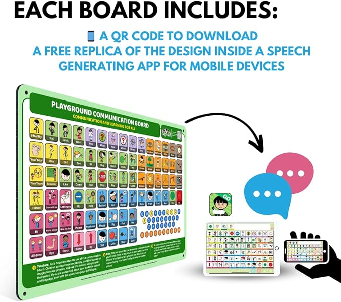 Weather-Proof Aluminum School Playground Communication Board for Autism - Outdoor Inclusive Communication Aid, Lightweight & Durable for Autism & Inclusive Play