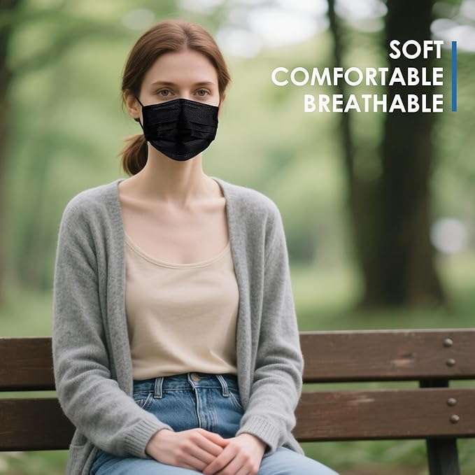 NNPCBT Black Disposable Face Masks 50PCS 3 Ply - Image 6