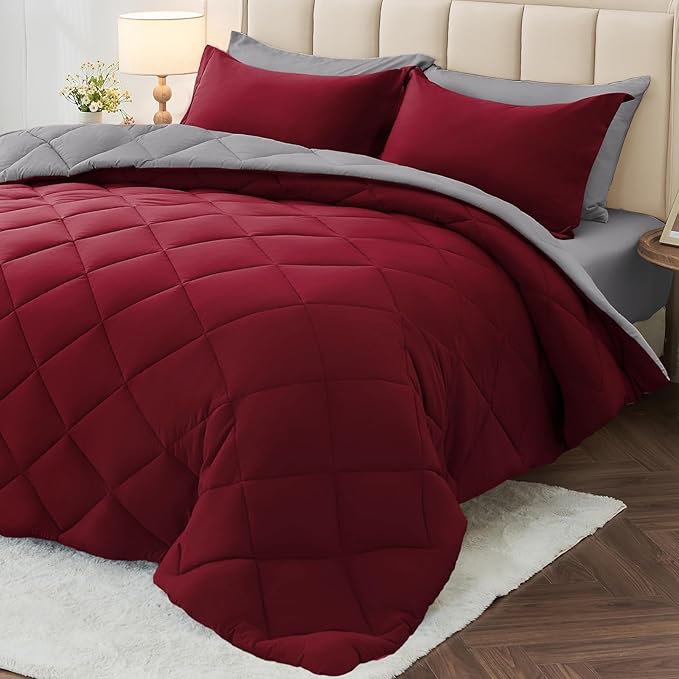 MUXHOMO 7 Pieces King Comforter Set, Reversible Bed in a Bag King Size by MUXHOMO