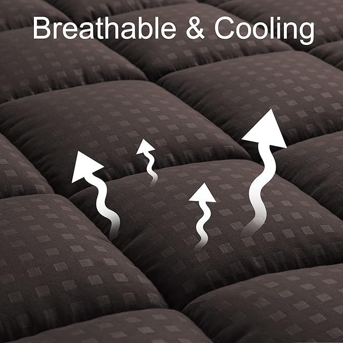HYLEORY Twin Mattress Pad Quilted Fitted Mattress Protector Cooling Pillow Top - Image 2