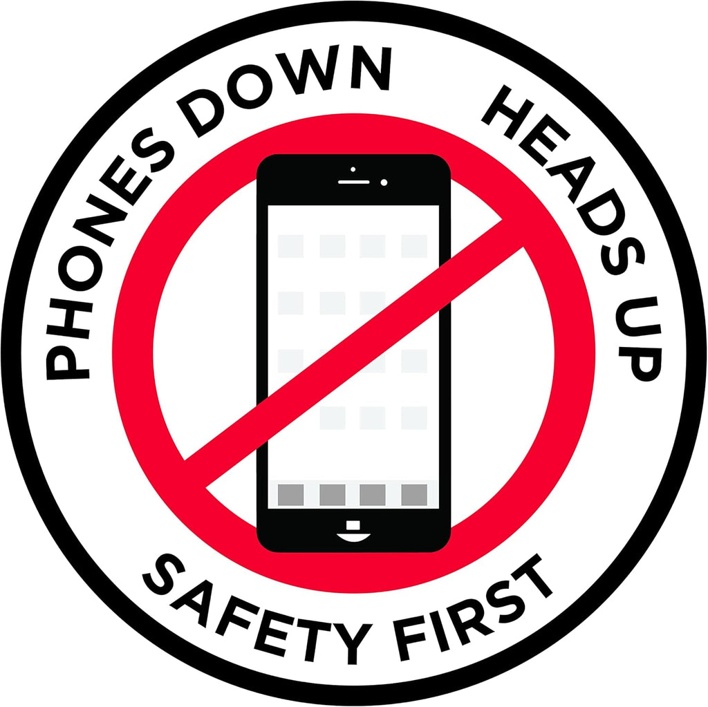 "Phones Down Heads Up" Safety Sign - Laminated Adhesive Floor Signs by Graphical Warehouse (17)