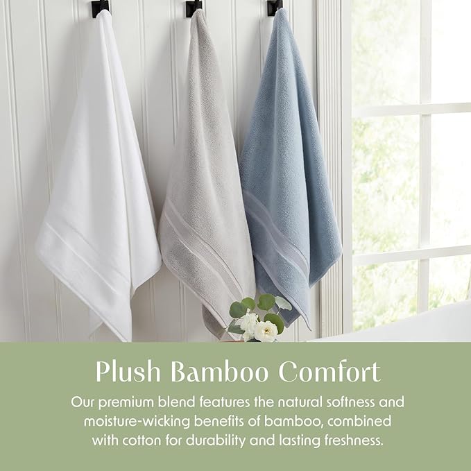 Springtree Home Luxury Bamboo Rayon Bath Towel Set 6 Piece Set | 35% Bamboo - Image 5