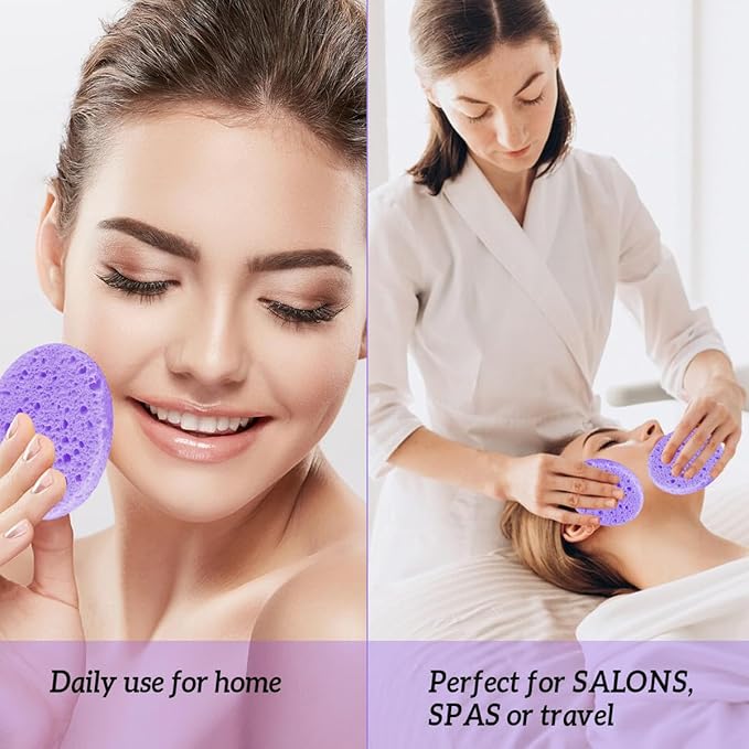 50-Count Facial Sponges Compressed, 100% Natural Cellulose Face Sponge - Image 8