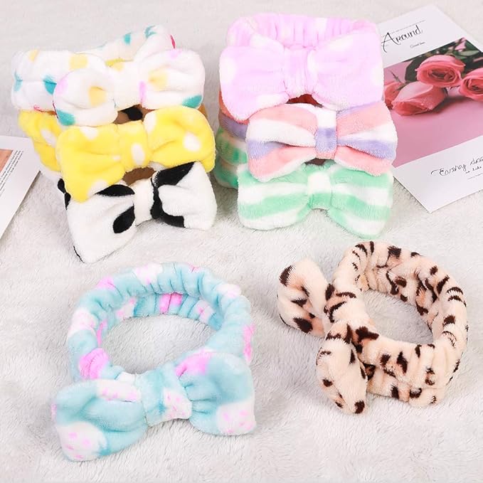Hishexin 8 Pack Spa Headbands for Women, Soft Bow Skincare Headband for Washing - Image 5