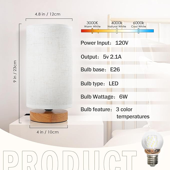 Minimalist Bedside Table Lamps for Bedrooms Set of 2, 3 Color Temperature - Image 5