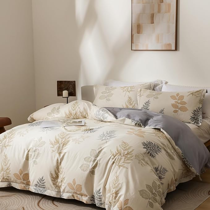 OAITE Duvet Cover Set King Size Floral Pattern Ultra Soft 100% Cotton Duvet - Image 2