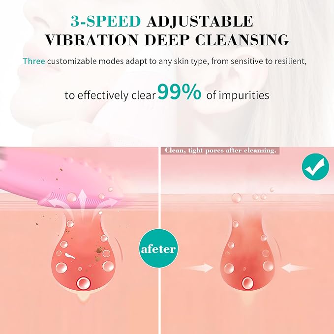 Facial Cleansing Brush, Rechargeable Silicone Face Scrubber - Image 3