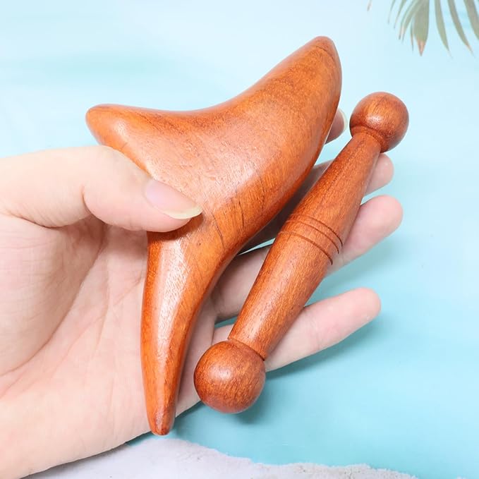 Honbay 2PCS Reflexology Tools Wood Body Massage Tools Triangle Massager Wooden - Image 6