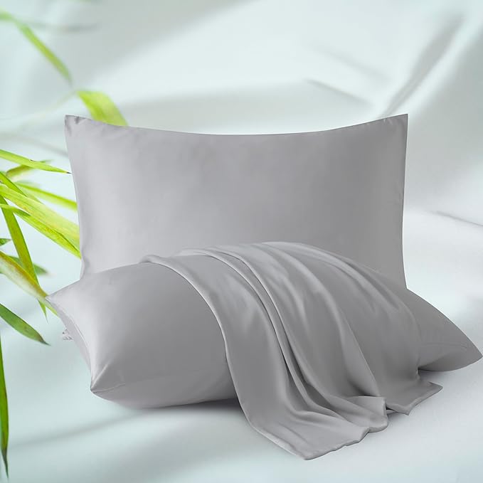 Bamboo Viscose Zippered Pillow Cases King Size Set of 2, 400 Thread Count by ZaizaiHome