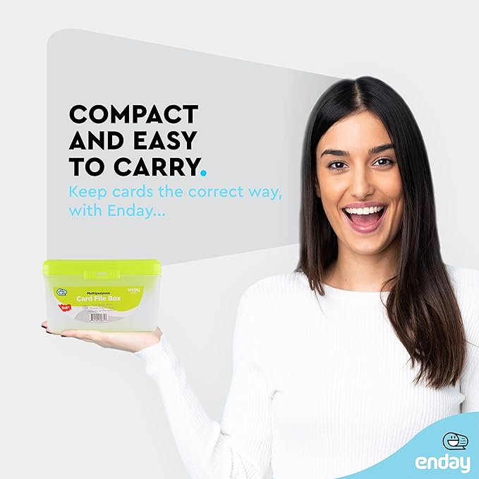 Enday Index Card Holder Green, 3x5 Note Flash Card Organizer Case, Index Card File w/flip top, Notecard Recipe, Holder, Holds 250 Cards, (36 Pieces)