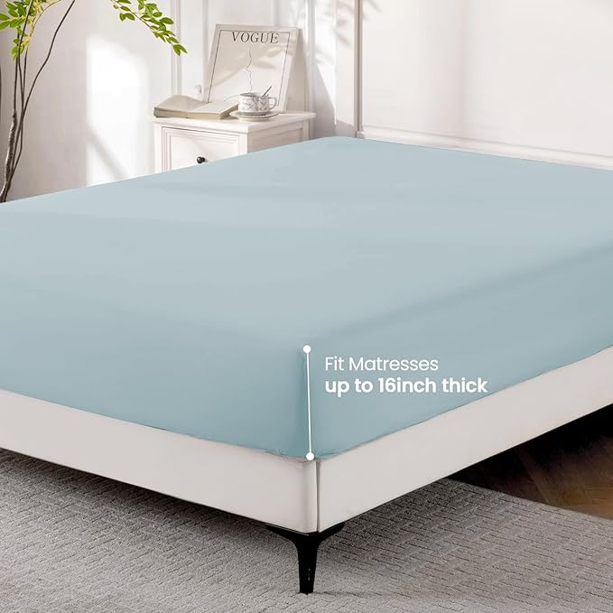 ROSE&RISY Black Full Fitted Sheet, Soft and Breathable - Image 3