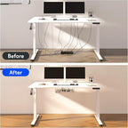 FLEXISPOT EN2 Whole-Piece Standing Desk with Clamp Power Strip, 40 x 24 Electric Stand Up Height Adjustable Desk with Cable Management (Black Frame + White Top, 2 Packages)