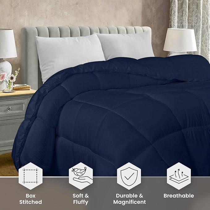 Utopia Bedding Twin Comforter Duvet Insert, Quilted Navy Comforter - Image 3