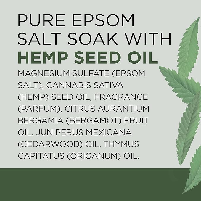 Dr Teal's Pure Epsom Magnesium Salt Soak, Cannabis Sativa Hemp Seed Oil - Image 7