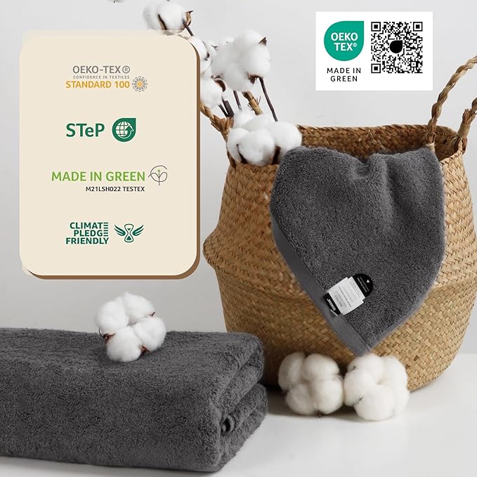 SEMAXE 4 Piece Grey Bath Towel Set - Image 3