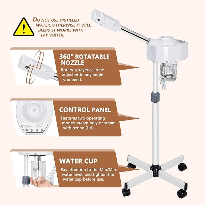 Nova Microdermabrasion Professional Facial Steamer On Wheels Ionic Ozone - Image 3