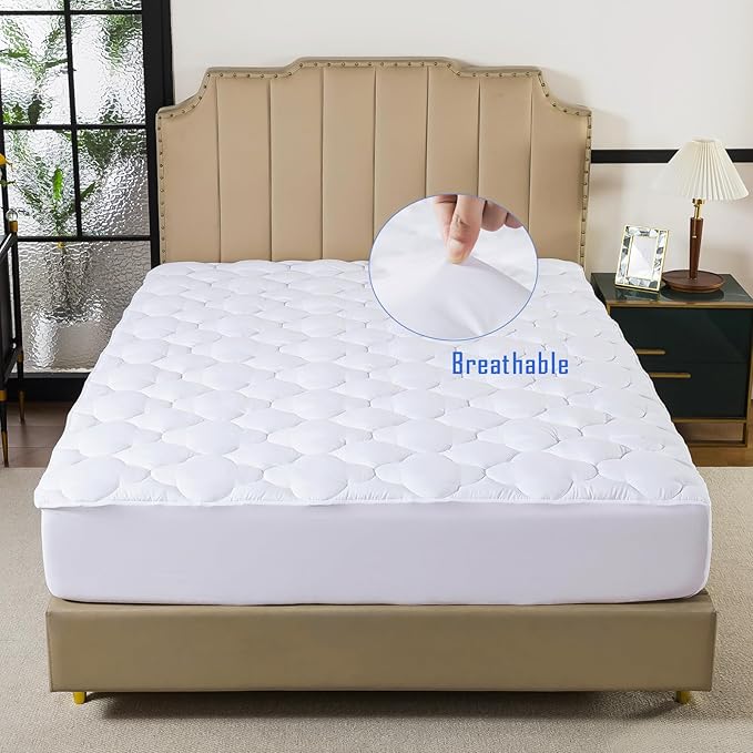 WhatsBedding Full Mattress Pad, Fitted Full Mattress Protector Soft - Image 2