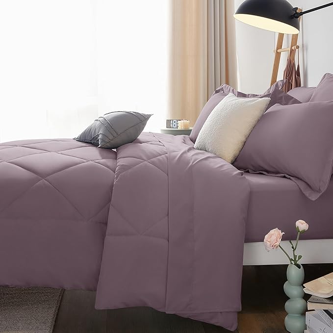 CozyLux King Size Comforter Set Dusty Purple - Image 9
