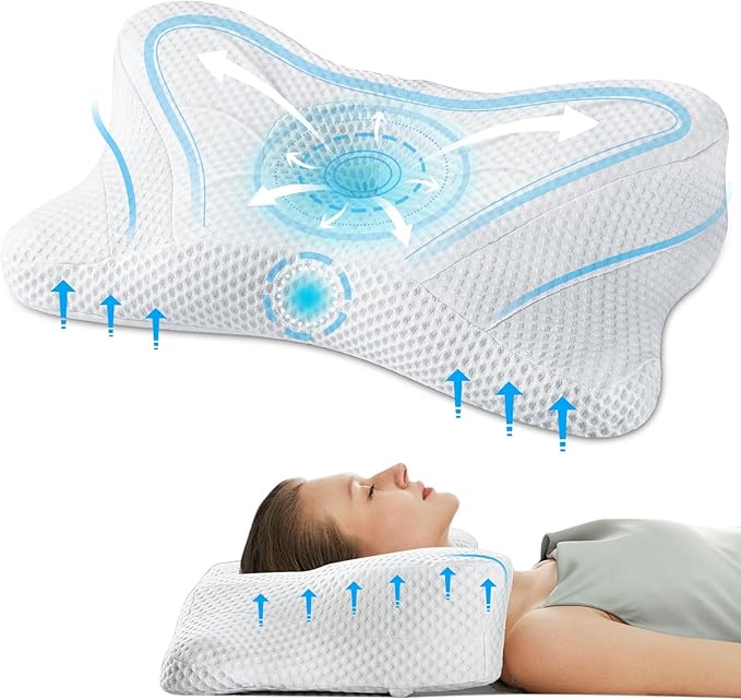 DUMOS Cervical Neck Pillow, Cooling Ergonomic Memory Foam Pillows by DumosLifestyle