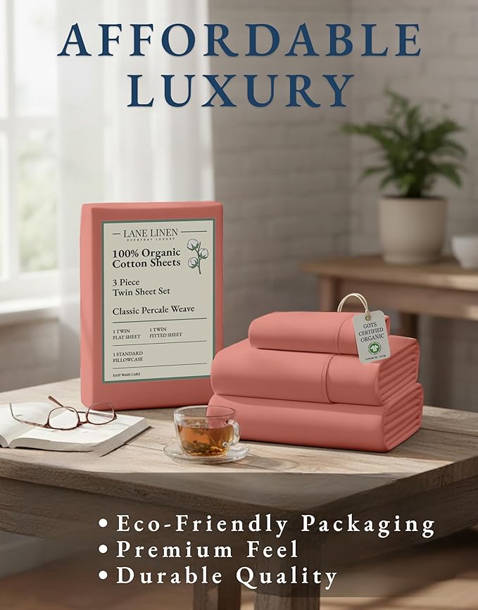 LANE LINEN 100% Organic Cotton Twin XL Sheets Set, 3-Piece Pure Organic Cotton - Image 8