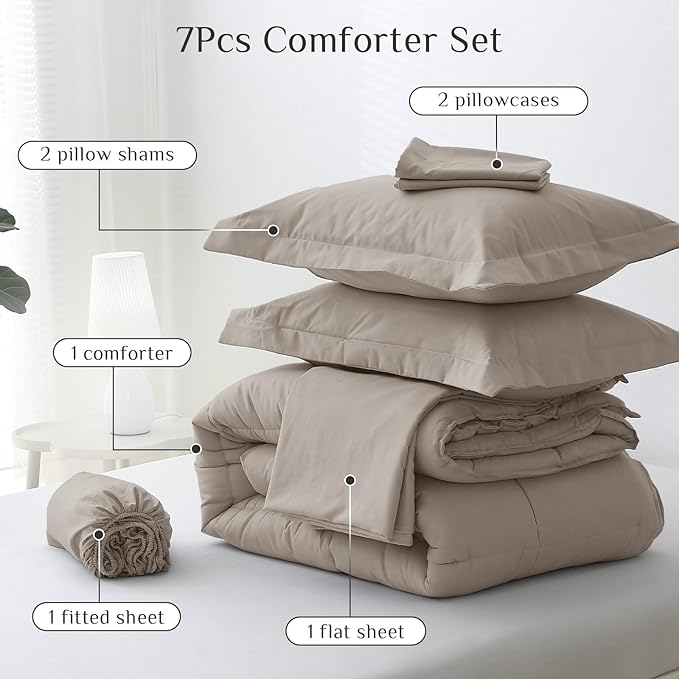 JOLLYVOGUE Full Comforter Set, Ultra-Soft Bed in a Bag Full Size 7 Pieces - Image 5
