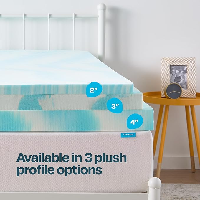 Linenspa 3 Inch Swirl Gel Memory Foam Mattress Topper, Twin XL Size – Cooling - Image 4