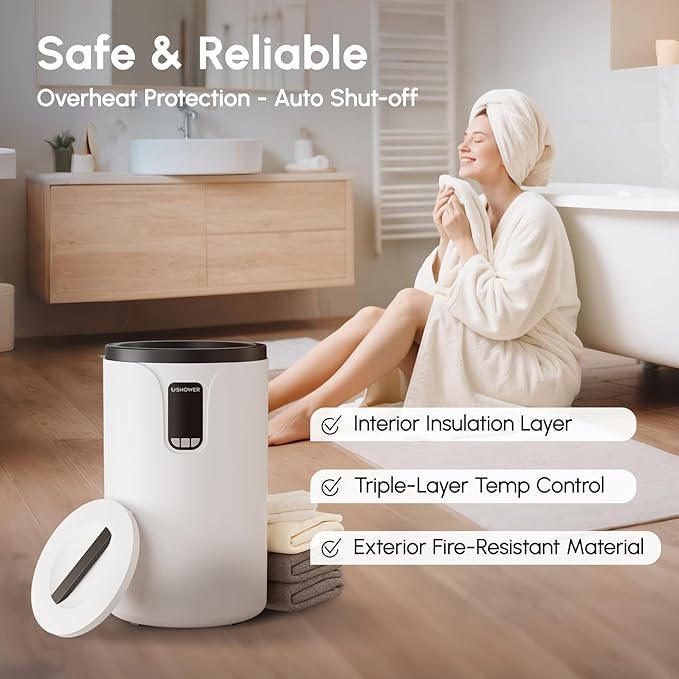 USHOWER Towel Warmers for Bathroom, 20L Large Towel Warmer Bucket for Spa - Image 6
