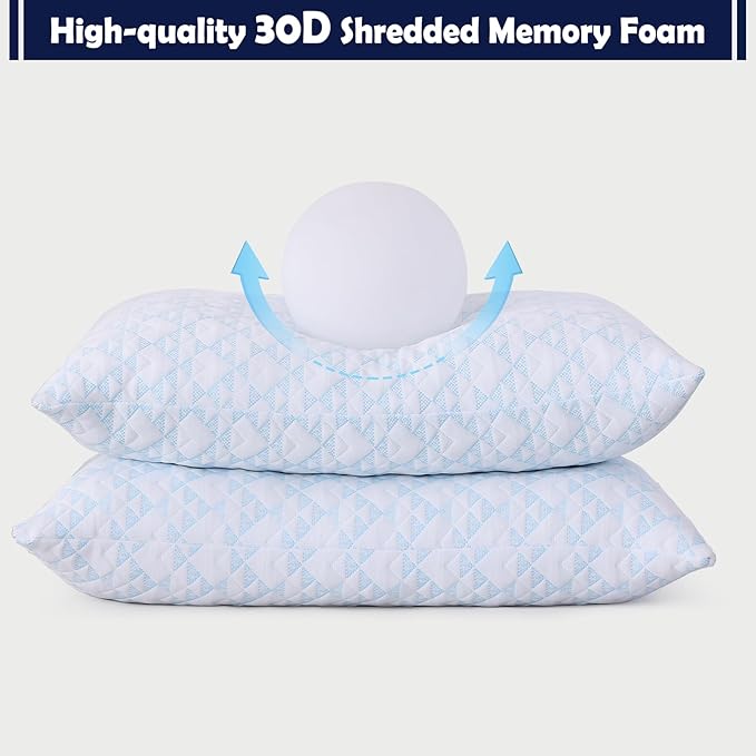 Memory Foam Pillows 2 Pack：Adjustable Loft Bed Pillows Queen Size Set of 2 - Image 5