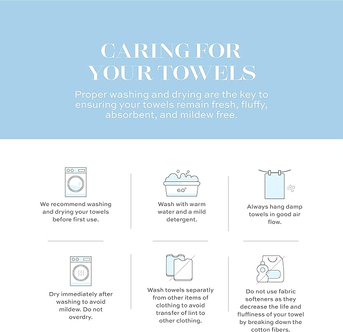 White Classic Luxury Light Blue Hand Towels - Image 9