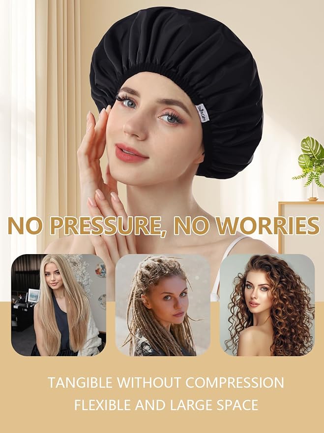 Years calm Shower Caps for Women Reusable Waterproof, Double Layer Waterproof - Image 8