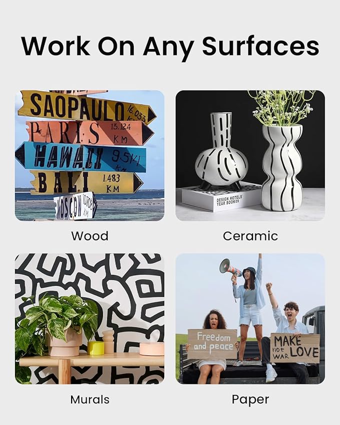 BIGTHUMB Black Poster Markers Jumbo: 5 Pcs 15mm Wide Tip Thick Acrylic Paint Pen Large Permanent Calligraphy Markers for Rock Painting, Stone, Poster, Canvas, Glass, Wood, Ceramic