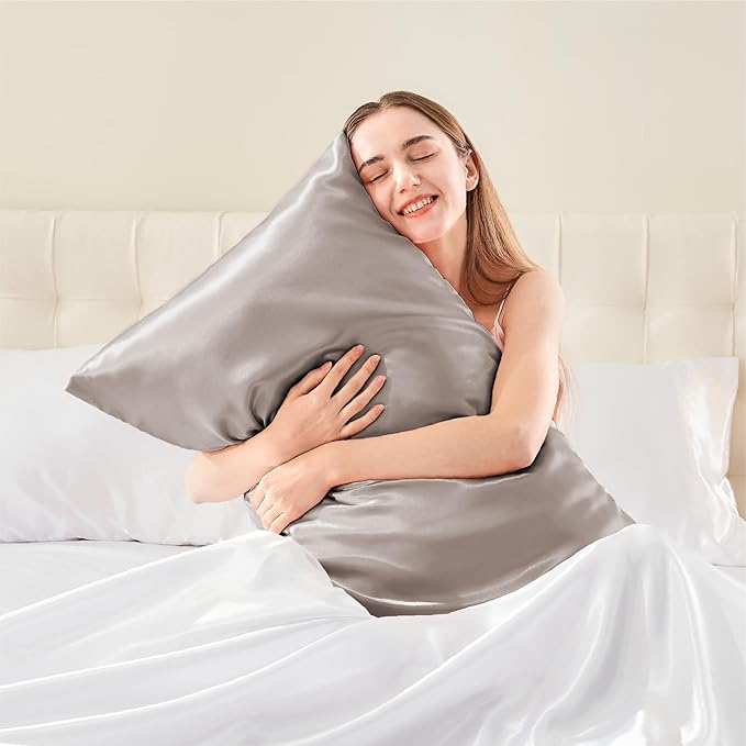 BEDELITE Satin Pillowcase with Zipper 2 Pack, Rose Taupe Pillow Cases Standard - Image 2
