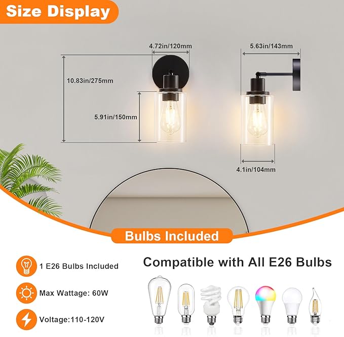 DLLT Wall Sconces Set of Two: Modern Bathroom Vanity Light Fixtures - Image 4
