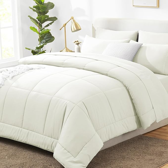 CozyLux Queen Comforter Set Ivory by CozyLux