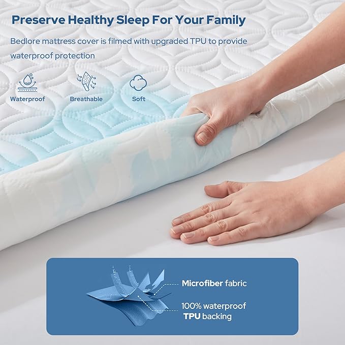 BEDLORE Waterproof Mattress Protector, California King Size Noiseless Mattress - Image 2