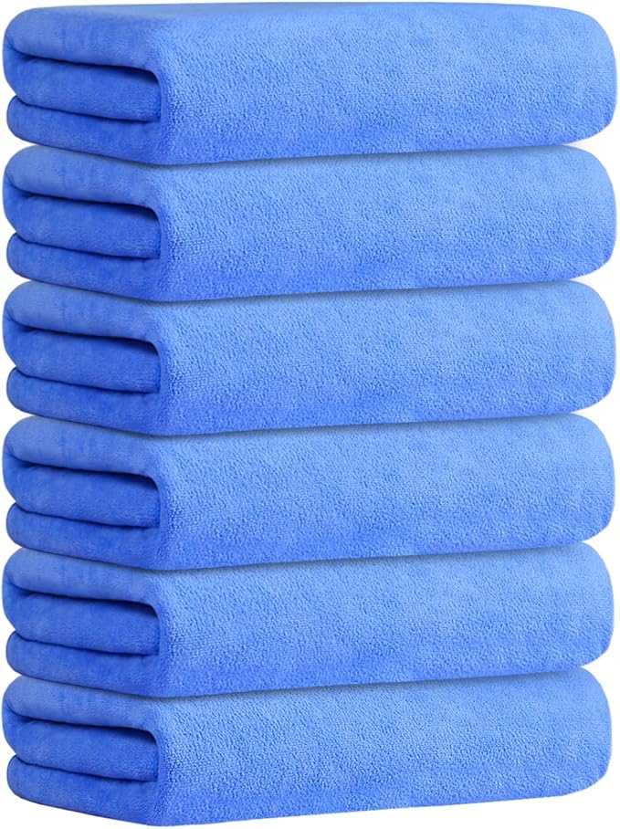 JML Bath Towel, Microfiber Bathroom Towels Set 6 Pack 30" x 60" by JML