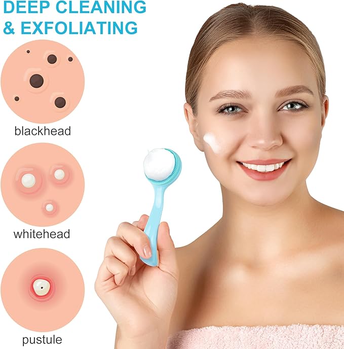 HINZIC 2 Pack Silicone Manual Facial Cleansing Brush, Skin Friendly Waterproof - Image 3
