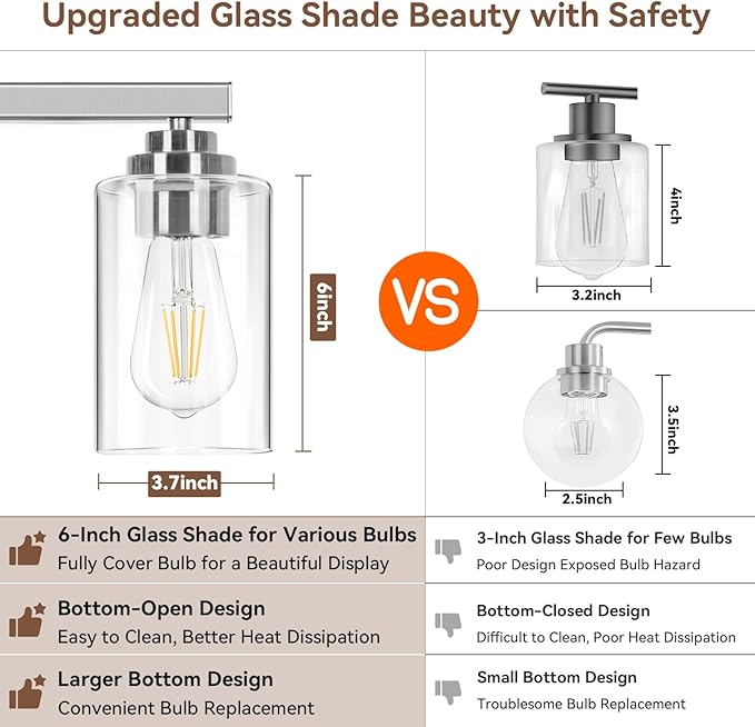 VerRon 4-Light Bathroom Light Fixtures, Classic Wall Light Fixture - Image 4