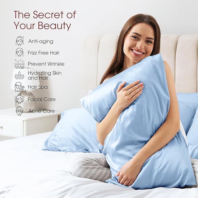 100% Silk Pillow Cases 2 Pack Standard Size Mulberry Silk Pillowcase - Image 3